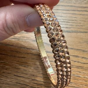 Gold-Toned Bracelet with Peach Rhinestones